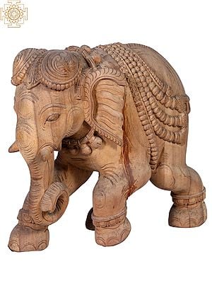 20" Wooden Decorative Running Elephant