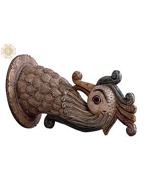 18" Wooden Peacock Head Wall Hanging