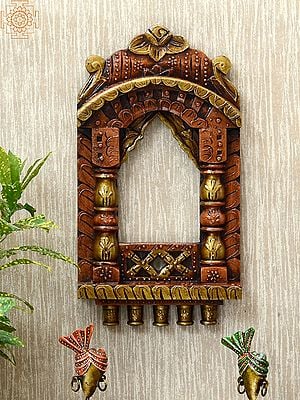 16" Wooden Brown Jharokha (Window) | Wall Hanging
