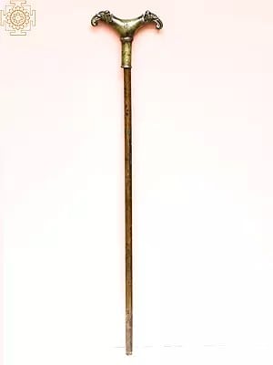 Cane with Double Elephant Handle (Brass with Copper)