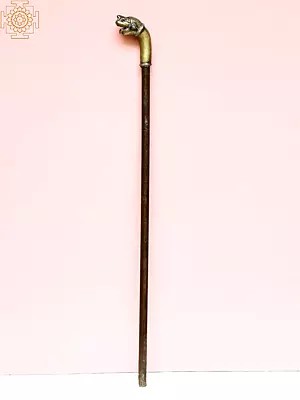 Brass with Copper Cane with Lion Handle