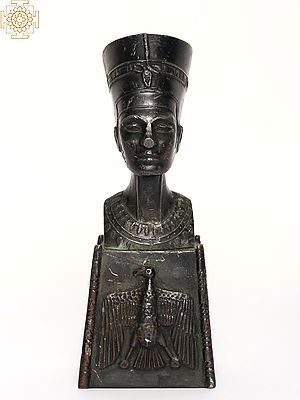 8" Egyptian Queen Nefertiti Brass Sculpture