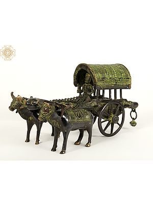13" Decorative Bull Cart in Brass