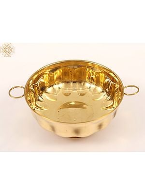 6" Light Weight Brass Plain Design Urli with Handle