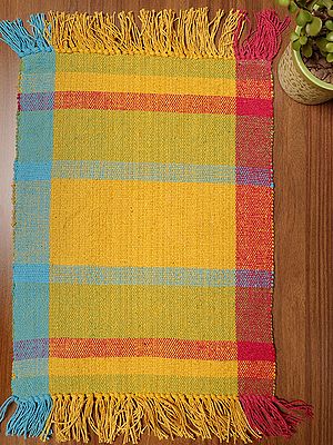 Cotton Multicolor Striped Pattern Rib Mat