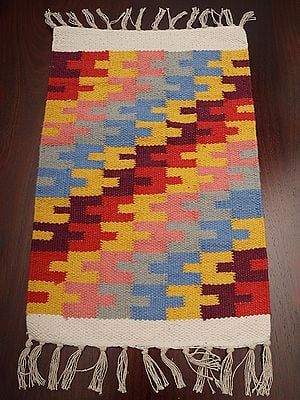Cotton Multicolor Woven Dining Table Lego Pattern Mat
