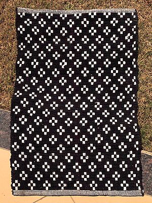 Black Cotton Chenille Four Leaf Clover Pattern Multi-Purpose Mat