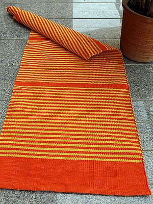 Cotton Orange-Yellow Stripe Pattern Multi-Purpose Runner