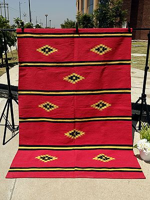 Cotton Small Diamond-Stripe Pattern Carpet