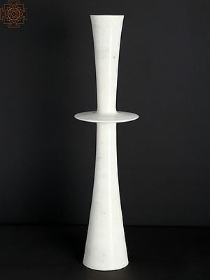 24" Designer White Marble Candle Holder