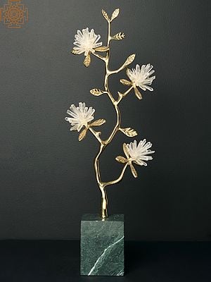19" Golden Brass Branches Crystal Flowers