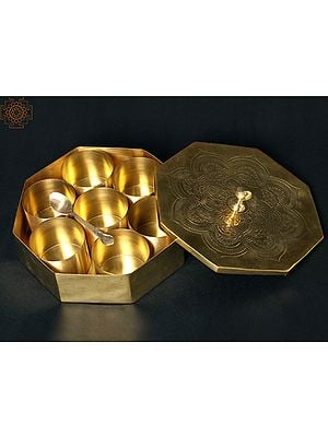 9" Octagonal Brass Masala Box