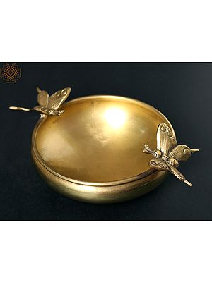 7" Brass Butterfly Design Urli