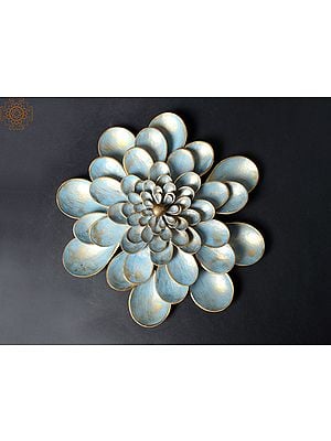 11" Brass Decorative Blue and Gold Flower | Wall Hanging
