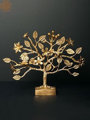 10" Brass Tree with Flowers and Butterfly