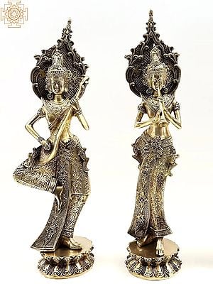 20" Thai Musician Ladies | Brass Statue