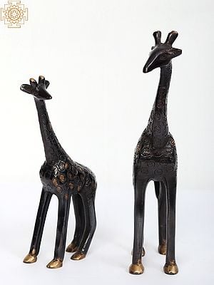 9" Brass Giraffe Pair