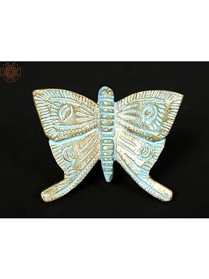 3" Hand-Painted Blue and Golden Butterfly | Wall Decor