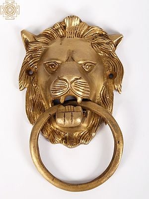 6" Brass Lion Face Door Knocker