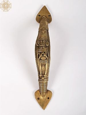 8" Tribal Figure Brass Door Handle