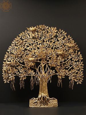 33" Large Brass Tree of Life with Stand