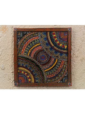 12" Rajasthani Mandala Art Wall Plate | Handpainted Wooden Folk Art | Wall Decor