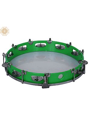 12" Green Colored Tambourine | Musical Instrument