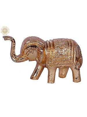 2'' Small Walking Baby Elephant | Gold-Plated Brass