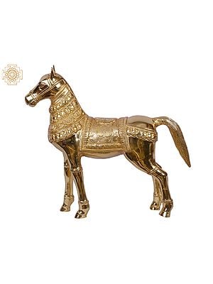 Polished Traditional Dressed Horse | Gold-Plated Brass