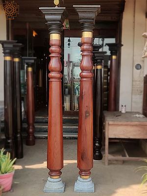 89" Jackwood Pillar with White Stand | Pair
