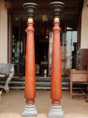 75" Jackwood Pillar with White Stand | Pair