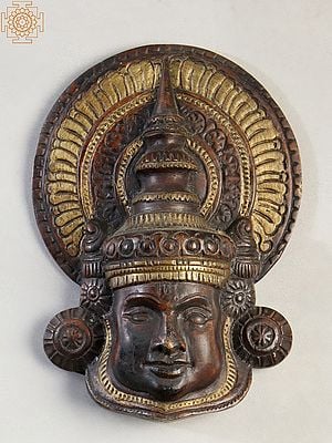 8" Vintage Kathakali Wall Hanging Face Mask | Bronze