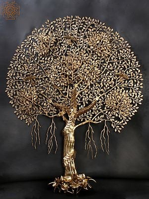 60" Large Brass Tree of Life with Perched Birds | Wall Hanging | Home Decor