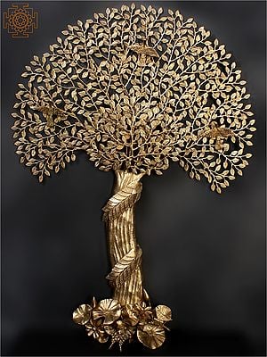 47" Large Wall Hanging Designer Tree of Life in Brass | Made In India