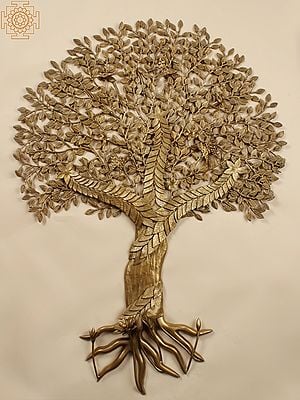 44" Large Brass Tree of Life with Butterflies | Wall Hanging