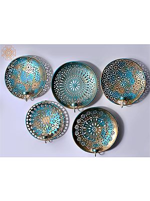 Round Wall Hanging Cutwork Candle Holder (Set of 5) | Iron | Home Décor