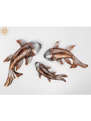 Swimming Fishes Wall Hanging (Set of 3) | Iron | Wall Décor