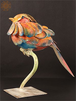 14'' Multi-Colour Bird Table Piece | Iron | Home Décor