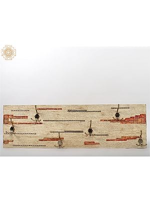 40'' Large Beaded Wall Hanging With Hooks | Wood and Glass | Home Décor