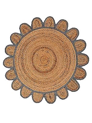 Jute Multiple Border Handmade Boho Decor Attractive Circle Floor Rugs