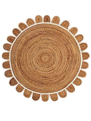 Jute Multiple Border Handmade Boho Decor Attractive Circle Floor Rugs