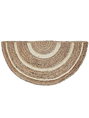 Brown Jute Rug Half Circle with Pad, Natural and Crème  - Available in 8 sizes