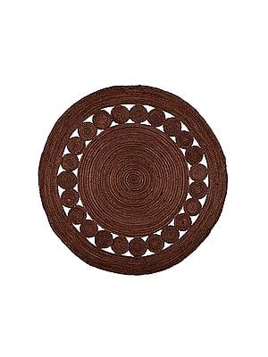 Brown Dyed Natural Jute Hand Braided Round Shape Rugs