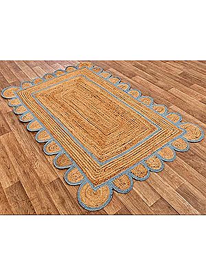 Scalloped Natural Border Scallop Boho Decor Handmade Rectangle Jute Rugs