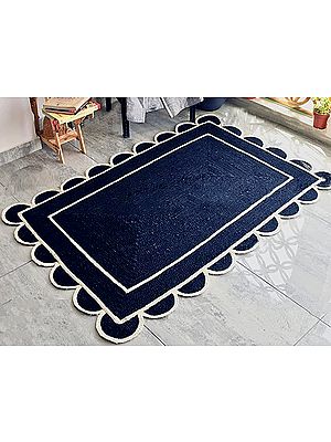 Scalloped Natural Border Scallop Boho Decor Handmade Rectangle Jute Rugs