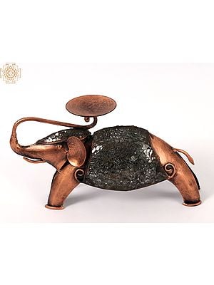 13" Iron Mosaic Elephant with Candle Holder | Home Décor