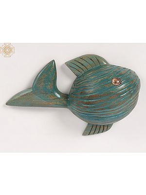 12" Wooden Blue Fish | Wall Décor