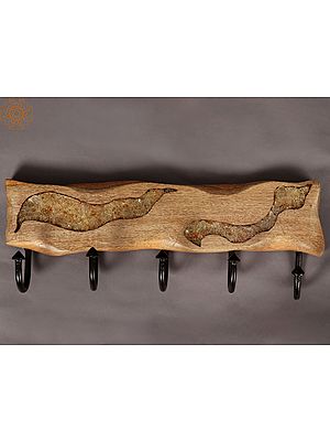 16" Wooden Live Edge Wall Hanging Hooks