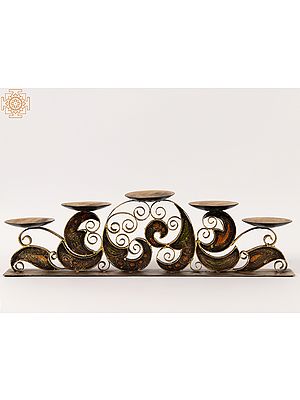 20" Iron Scroll Design Five Cups Candle Holder | Home Décor