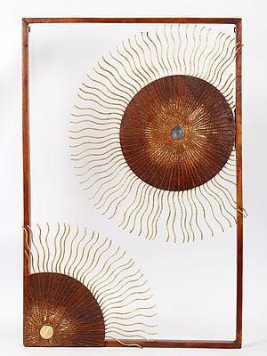36" Large Wood and Iron Sun Wall Décor